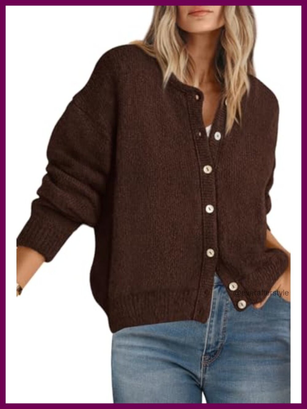 Long Sleeve Crewneck Button Down Lightweight Cardigan Sweater